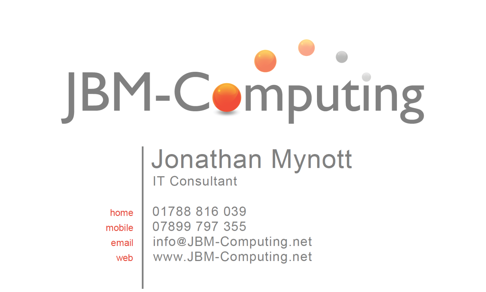Jonathan Mynott's business card